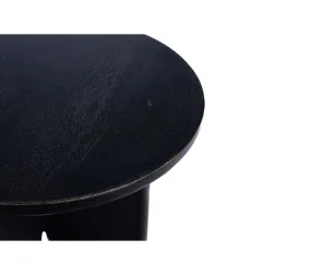 Bout De Canapé Rond En Manguier Noir Patiné D46 - Eudes
