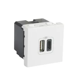 Chargeur USB Type A + USB Type C 3A 15W Mosaic 2 modules 230V ou 5V blanc (077592)